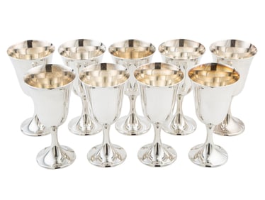 Set of Fourteen Gorham Sterling Silver Water Goblets weight 83.25 troy ozs.