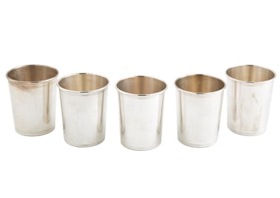 Five American Sterling Silver Julep Cups total weight 18.45 troy ozs.