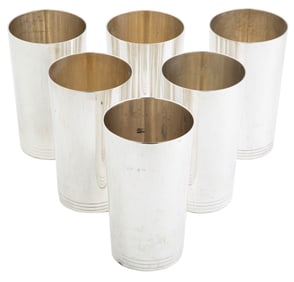 Set of Six Tiffany & Co. Makers Sterling Silver Beakers total weight 45.60 troy ozs.