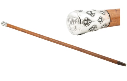 Tiffany & Co. Sterling Silver-Mounted Walking Stick overall l. 35 5/8 in.