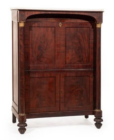 Important American Classical Bronze Mounted Mahogany Secrétaire Abattant h. 59 1/8 in., w. 43 i