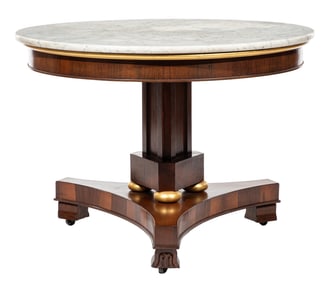Important American Classical Parcel Gilt Rosewood Center Table h. 30 in., dia. 41 in.