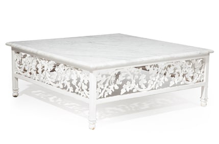 Coalbrookdale-Style Cast-Iron Garden Table h. 19 in., w. 48 1/2 in., d. 48 1/2 in.