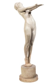 Art Deco-Style Garden Figure h. 71 in., w. 17 in., d. 36 in.