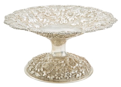 Stieff Sterling Silver Repousse Compote weight 13.40 troy ozs.