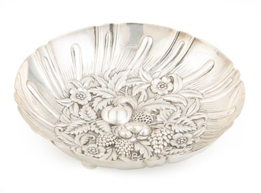 Kirk Sterling Silver Repousse Footed Bowl weight 16.30 troy ozs.