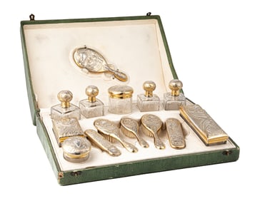 French 1st Standard (.950 Fine) Silver Gilt Dresser Set, Pierre Kotowski
