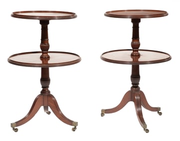 Pair of Georgian-Style Mahogany Dumbwaiters h. 37 1/2 in., dia. 21 in.