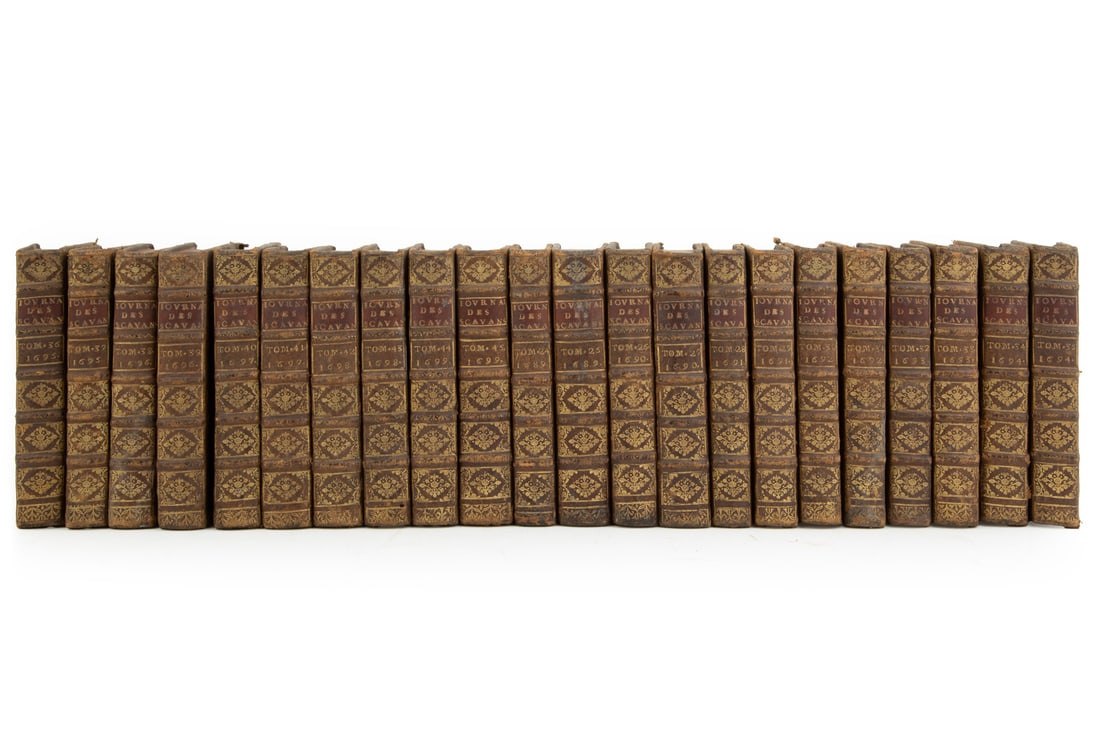 Rare Antique French Academic Journals,, Journal des Savans, Amsterdam, Chez Pierre le Grand/Janssons: Rare Antique French Academic Journals , Journal des Savans, Amsterdam, Chez Pierre le Grand/Janssons a Waesberge, 1784, original edition started 1665, with 78 full leather volumes (5 .25 in. x 3 in.),