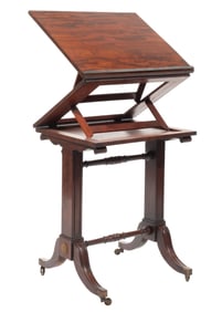 Regency Mahogany Mechanical Architect's Desk h. 31 in., w. 25 3/4 in., d. 20 5/8 in.