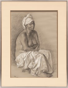 Francisco Zuniga, Costa Rican/Mexican 1912-1998, Mujer con Tocado, pastel on paper, 27 3/4 in. x 19
