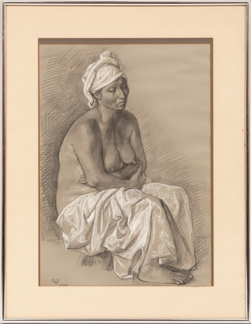 Francisco Zuniga, Costa Rican/Mexican 1912-1998, Mujer con Tocado, pastel on paper, 27 3/4 in. x 19: Francisco Zuniga Costa Rican/Mexican, 1912-1998 Mujer con Tocado pastel on paper 1979, signed and dated lower left, 27 3/4 in. x 19 3/4 in., framed, overall 35 1/2 in. x 28 1/2 in. x 1 1/4 in. Provena