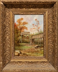 Cassilly Adams, American 1843-1921, Gold Mining, oil on canvas, 14 in. x 10 in.