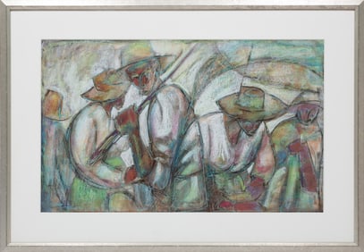 William Tolliver, American/Louisiana 1951-2000, Cotton Choppers, pastel and mixed media on paper, 24