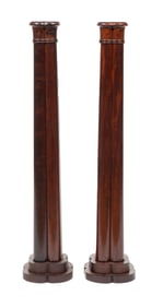 Pair of American Southern Mahogany Cluster Column Pedestals h. 45 1/2 in., w. 9 in., d. 9 in.