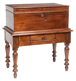 American Southern Black Walnut Sugar Chest on Stand h. 34 1/4 in., w. 32 1/2 in., d. 19 in.