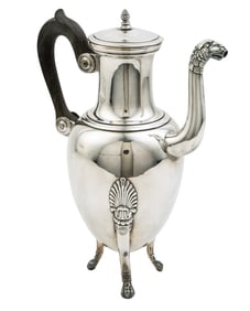 French Neoclassical Fused Plate Coffee Pot h. 11 7/8 in.