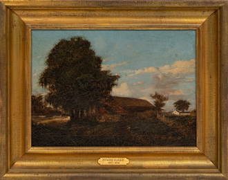 Richard Clague Jr., French/Louisiana 1821-1873, Louisiana Pastoral with Cattle Farm, oil on canvas, 