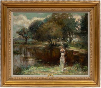 Robert Bledsoe Mayfield, American/Louisiana 1869-1934, Nymph by the Lake, oil on canvas, 20 in. x 24