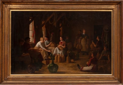 Enoch Wood Perry Jr., American 1831-1915, Women Weaving - The Wicker Workers, oil on canvas, 34 1/2 