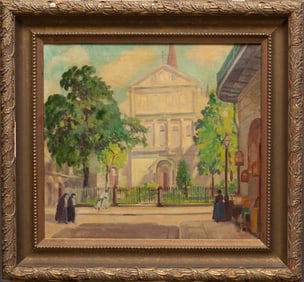 Louisiana School , early 20th c., In Vieux Carre, New Orleans, oil on canvas, 22 in. x 24 in.