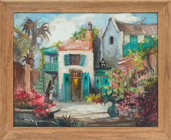 Colette Pope Helder, American/Louisiana 1902-1990, Old Slave Quarters, oil on canvas board, 16 in. x