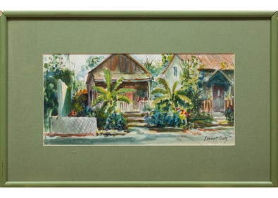 Emmett John Fritz, American/Florida 1917-1995, Florida Houses, watercolor on board, 6 1/2 in. x 13 1