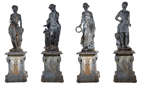 Continental Cast-Iron Garden Figures of the Four Seasons