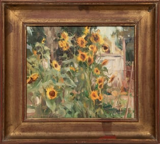 Quang Ho, Vietnamese/Colorado b. 1963, Sunflower Patch, oil on canvas, 12 in. x 14 in