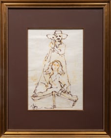 George Rodrigue, American/Louisiana 1944-2013, T-Boy and Jolie Blonde, ink on rice paper, 17 3/4 in.