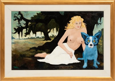 George Rodrigue, American/Louisiana 1944-2013, Only the Lonely, oil on linen, 24 1/2 in. x 38 1/2 in