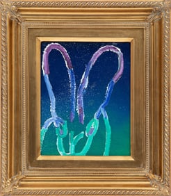 Hunt Slonem, American/Louisiana b. 1951, Radiant Bunny, diamond dust and oil on panel, 10 in. x 8 in