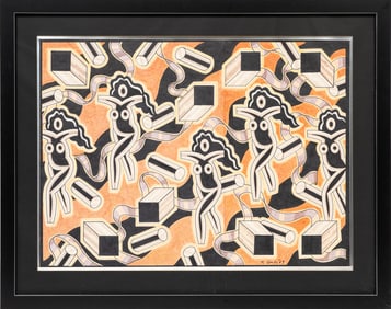 Robert Gordy, American/Louisiana 1933-1986, Study for Folly, marker on paper, 24 1/4 in. x 32 1/4 in