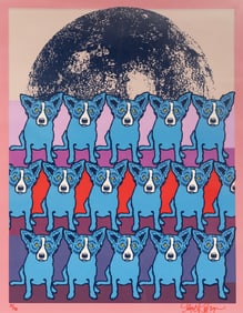 George Rodrigue, American/Louisiana 1944-2013, Codex Blue Dog, silkscreen, 31 in. x 24 7/8 in
