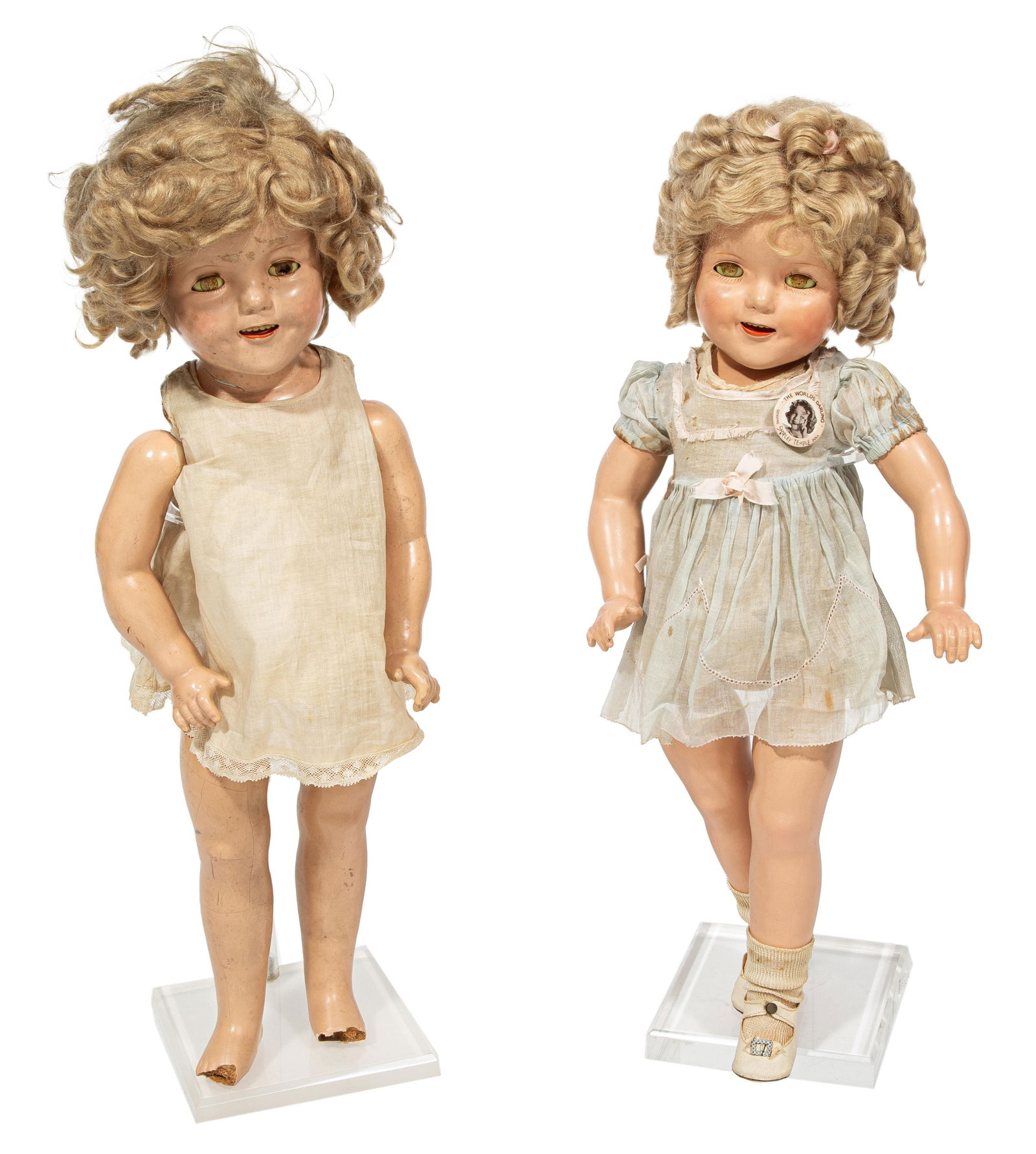 Two Shirley Temple Composite Dolls largest h. 23 in. (1 of 6)