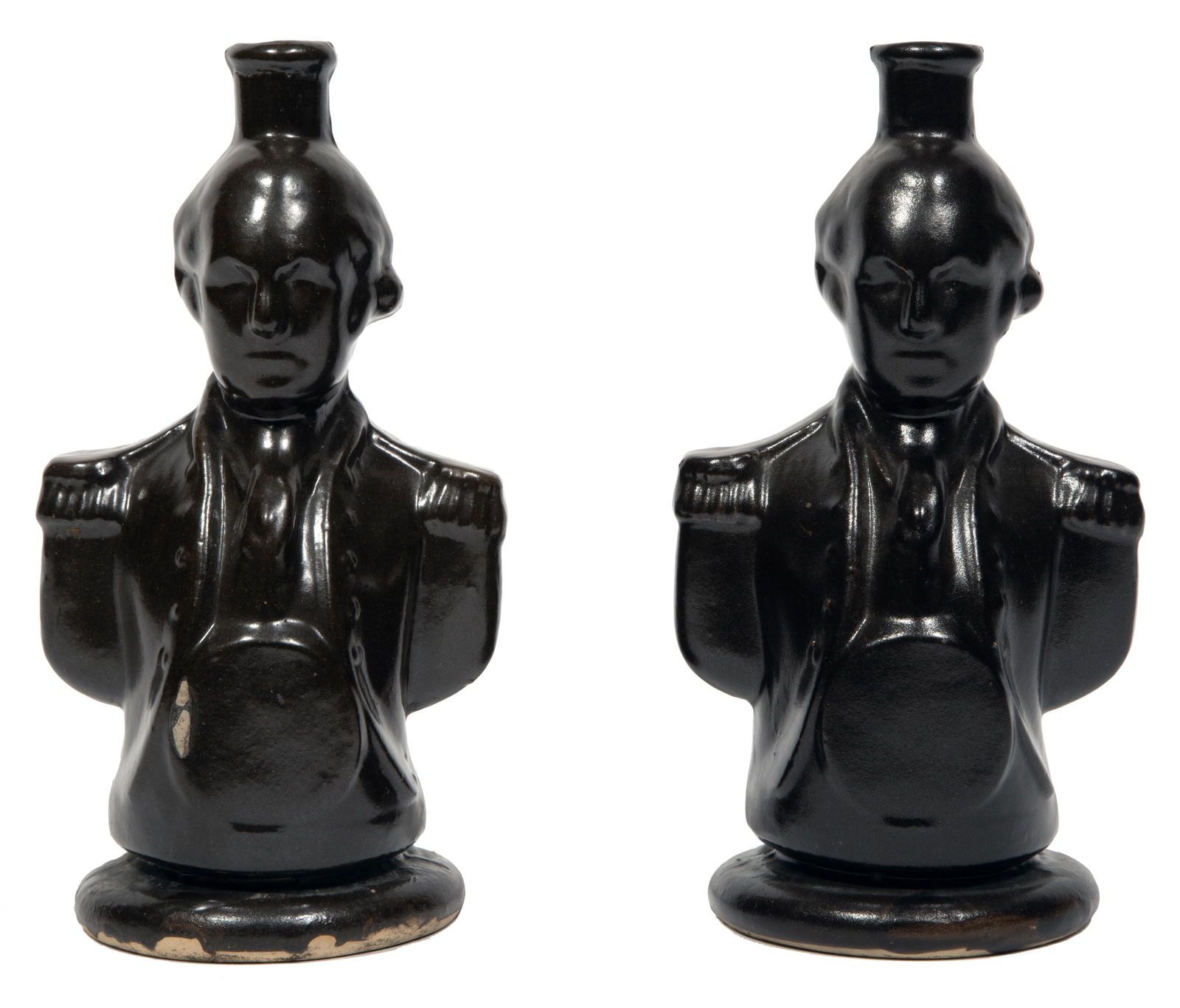Two American Ceramic George Washington Decanters 8 3/4 x 4 1/2 in. (22.2 x 11.4 cm.) (1 of 3)