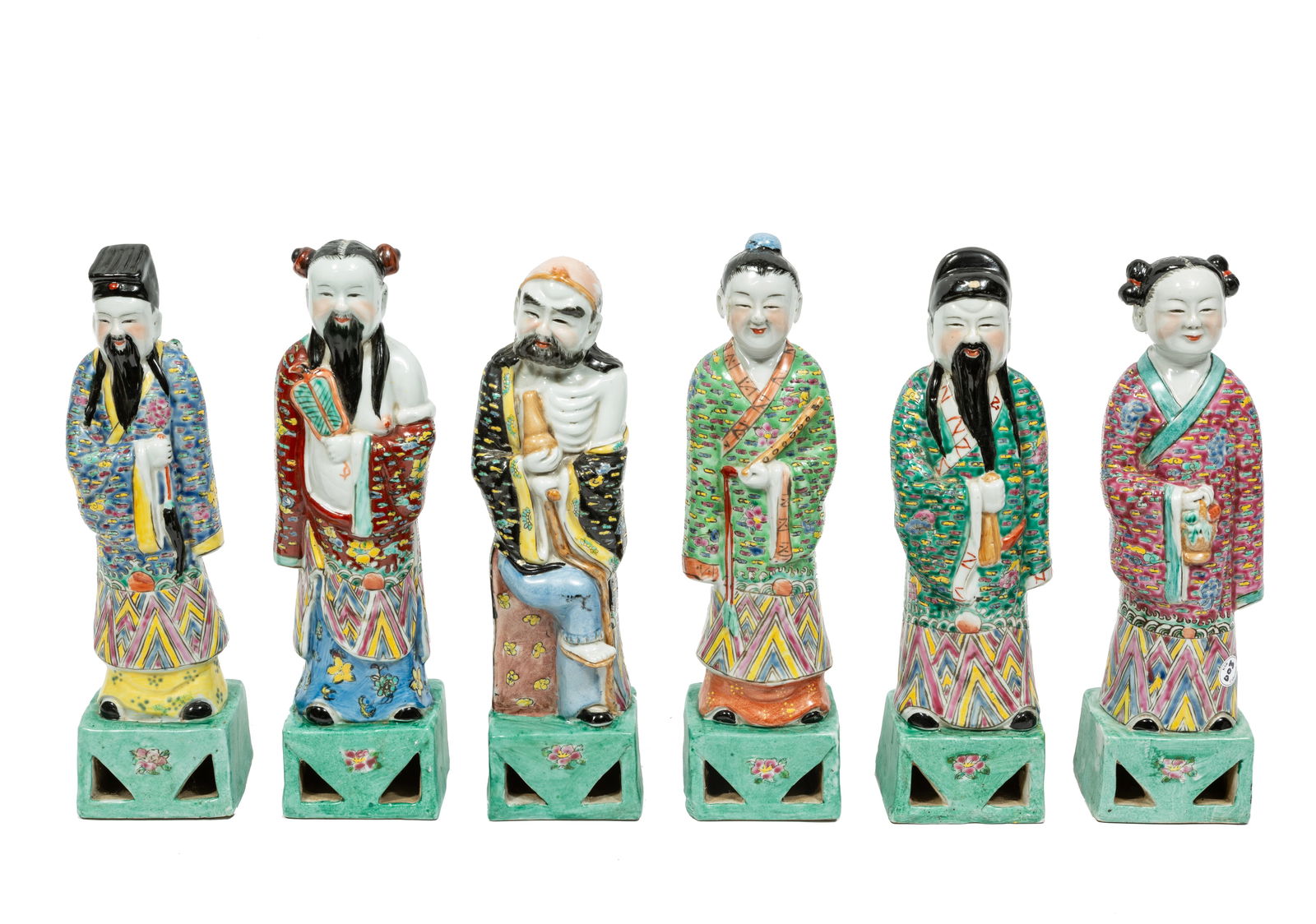 Six Chinese Polychrome Porcelain Figures of Immortals (1 of 5)