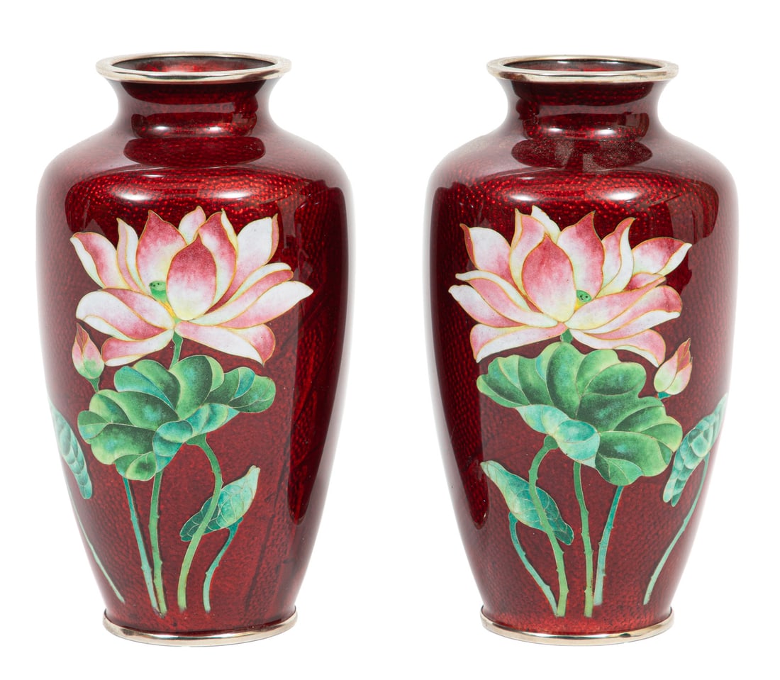 Pair of Japanese Ginbari Cloisonn? Vases (1 of 7)