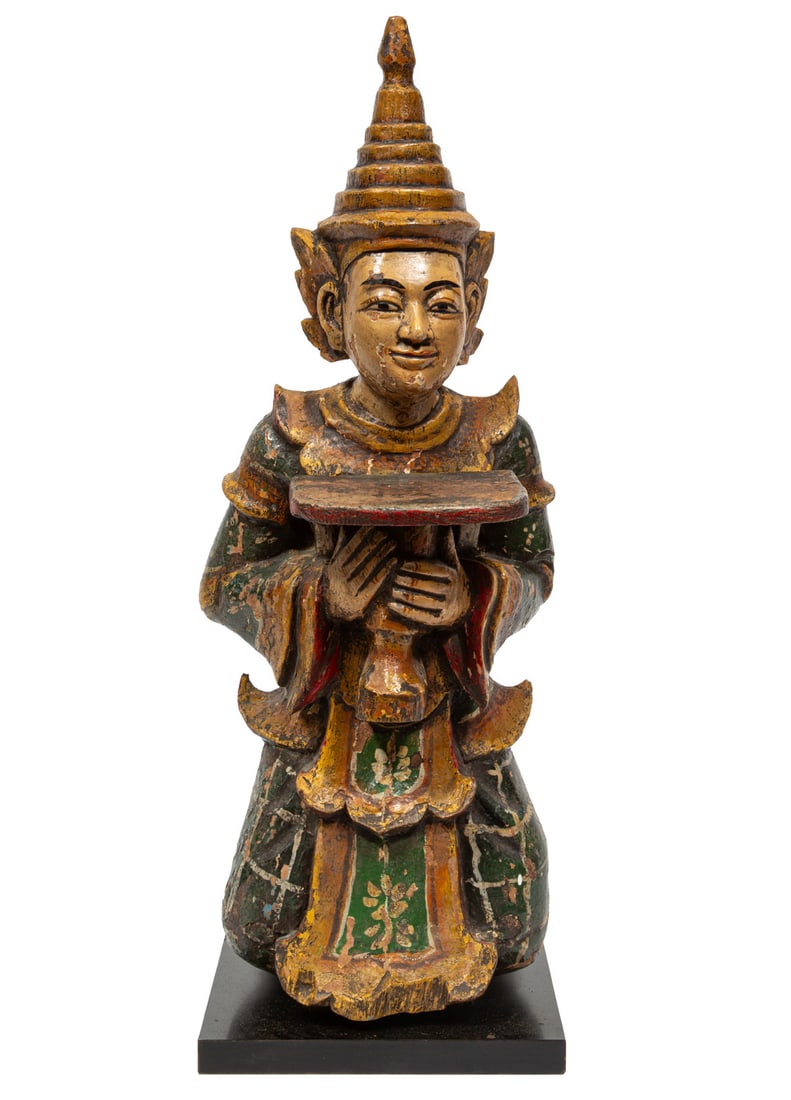 Thai Carved and Polychromed Figure (1 of 3)