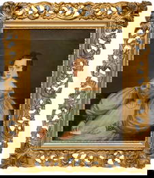 Continental School 19th c., "Portrait of a Young Lady", oil on canvas, 20 x 16 in. (50.8 x 40.6