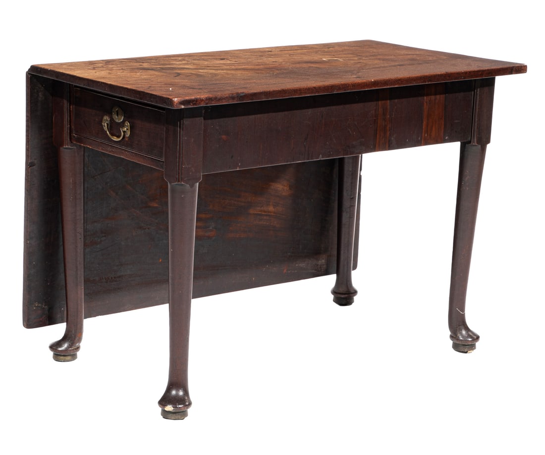 Queen Anne-Style Carved Mahogany Drop-Leaf Serving Table H. 27.5 in., w. 40 in., d. 22 in. (1 of 3)