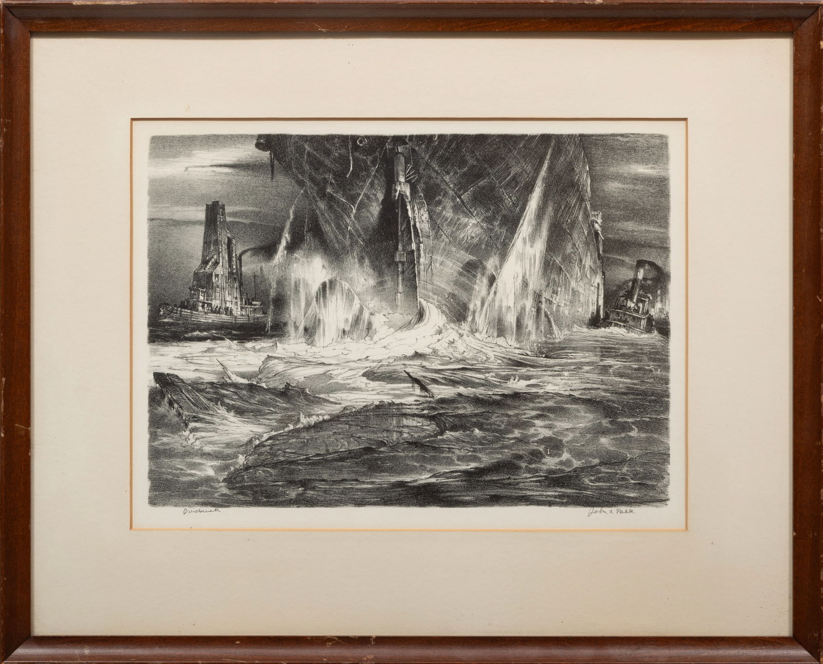 John Alexander Harrison Noble, French/New York 1913-1983, "Quickwater", lithograph laid on board, 9 (1 of 2)