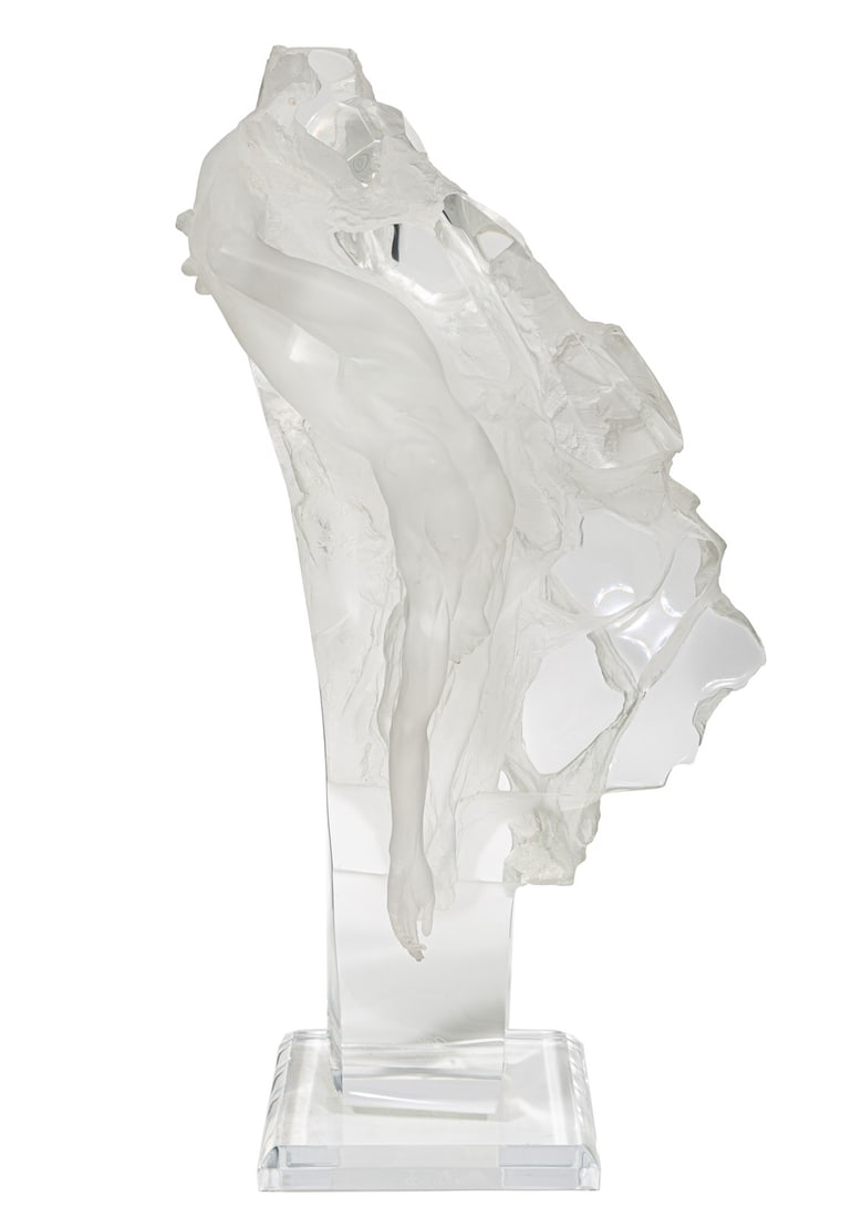 Richard MacDonald, American/California b. 1946, "Eurydice", cast acrylic, 26 1/2 x 13 1/2 x 10 in.: Richard MacDonald American/California, b. 1946 "Eurydice" cast acrylic 1989, signed, dated and numbered "13/250" on reverse of self-base. 26 1/2 x 13 1/2 x 10 in. (67.3 x 34.3 x 25