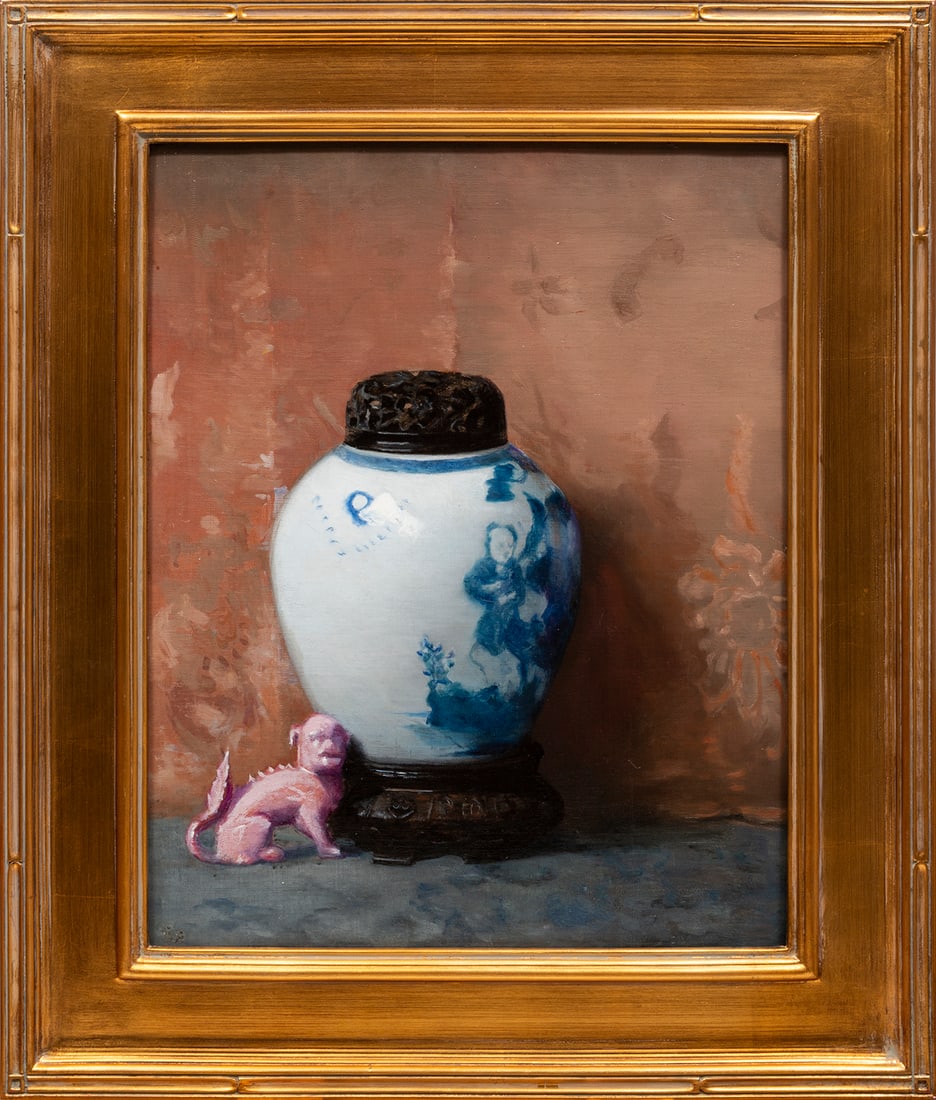 Ruth Payne Burgess, American/Vermont 1865-1934, "Blue and White Jar", oil on canvas, 20 1/4 x 16 1/4 (1 of 3)