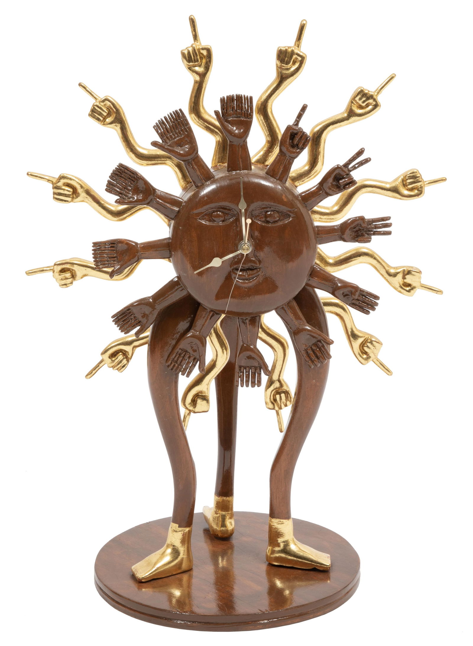 Pedro Friedeberg, Mexican b. 1936, "Reloj Solar", gilt on carved wood and metal, 24 x 17 3/4 x 11 (1 of 5)