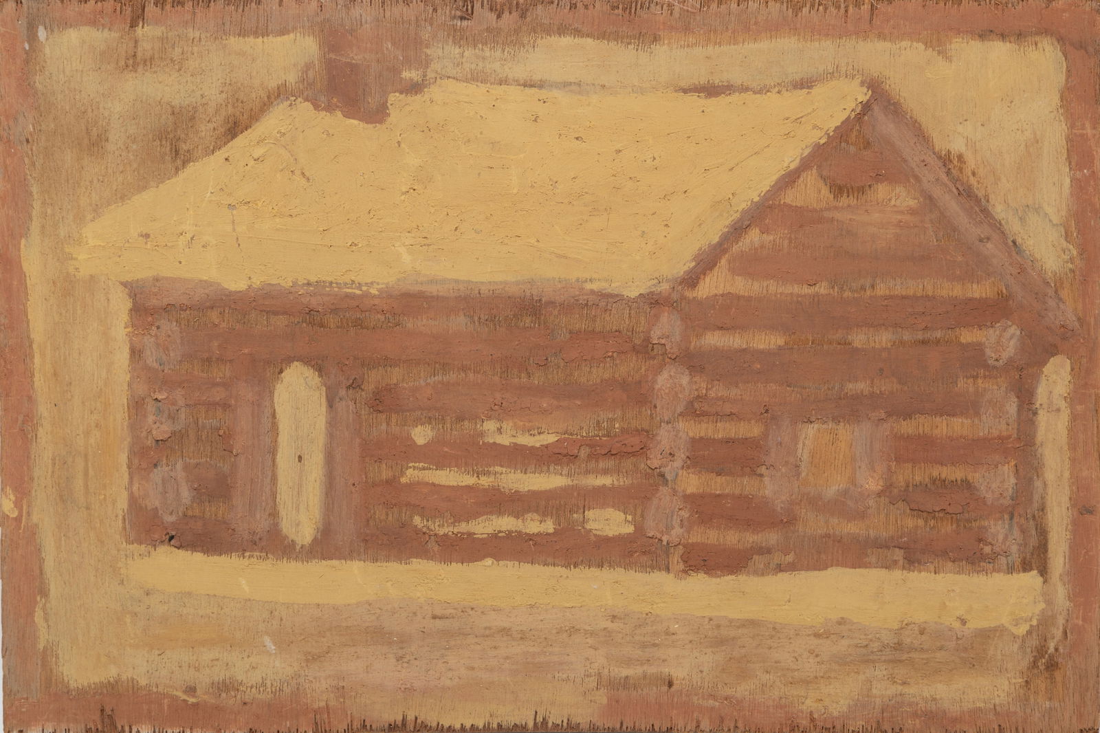 Jimmie Lee Sudduth, American/American 1910-2007, "Small Cabin", mud, paint and graphite on found (1 of 2)