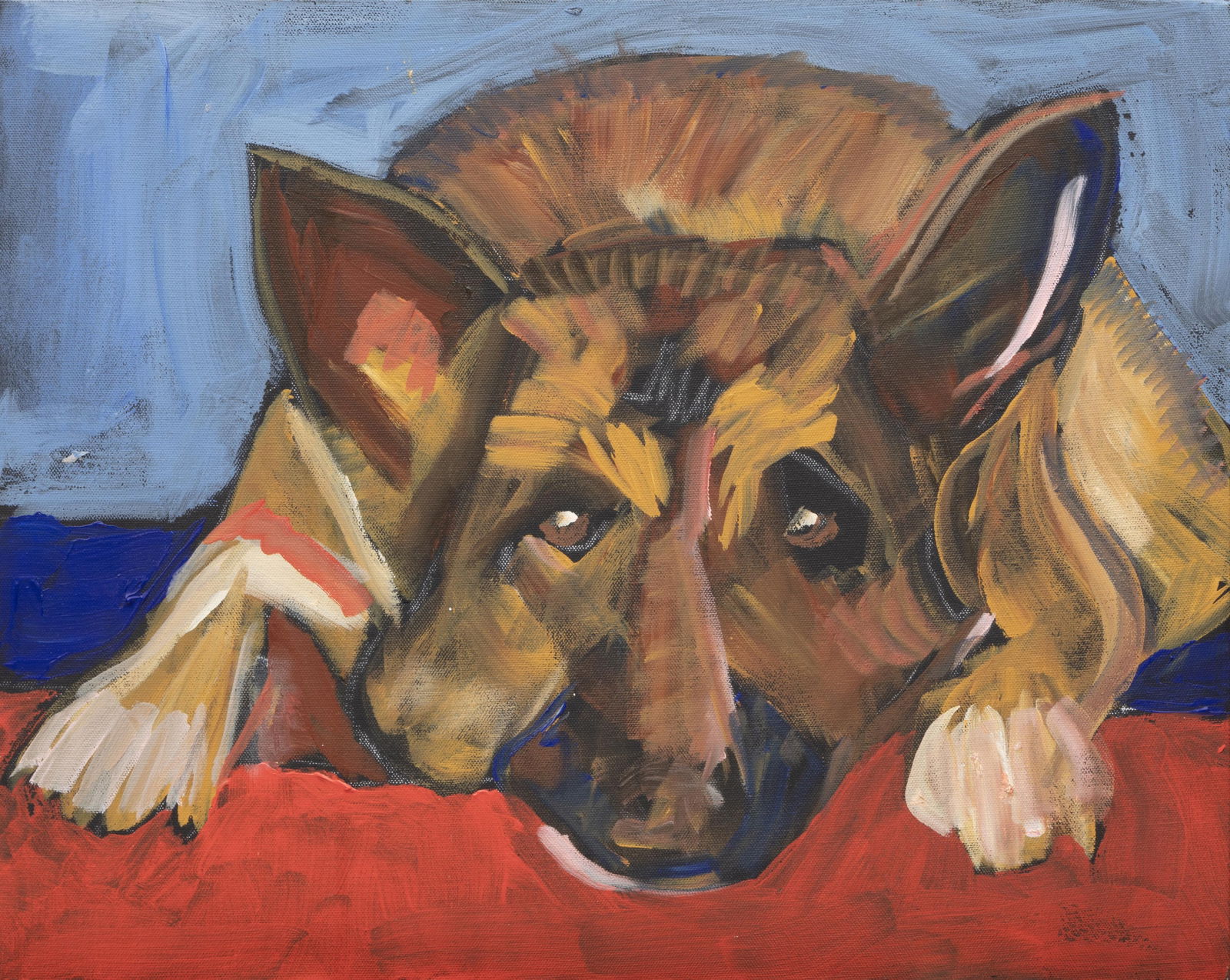 Rise Delmar-Ochsner, American/Louisiana b. 1944, "German Shepherd", acrylic on gallery-wrapped (1 of 2)