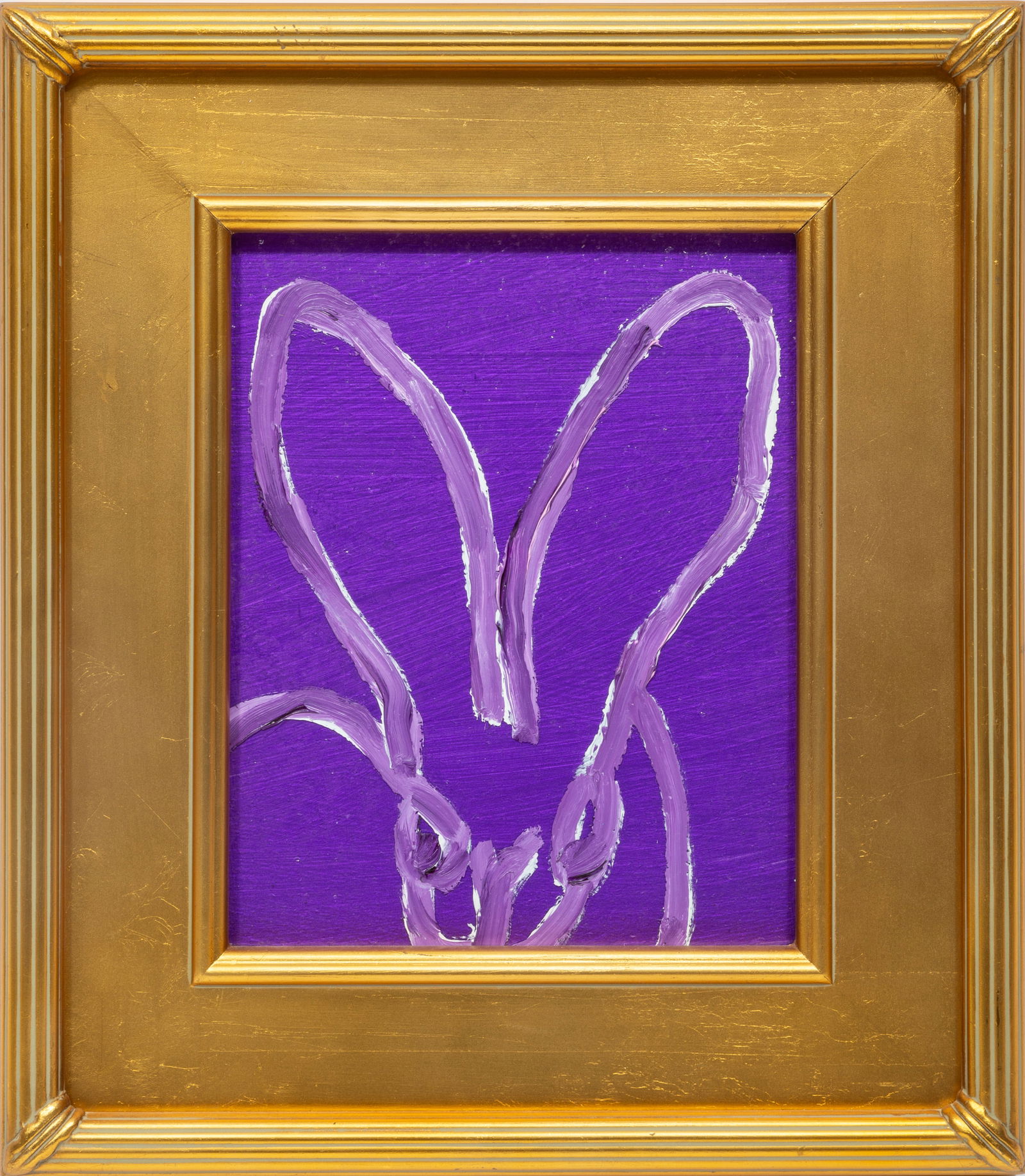 Hunt Slonem, American/Louisiana b. 1951, "Violet Bunny", oil and diamond dust on panel, 10 1/4 x 7 (1 of 2)