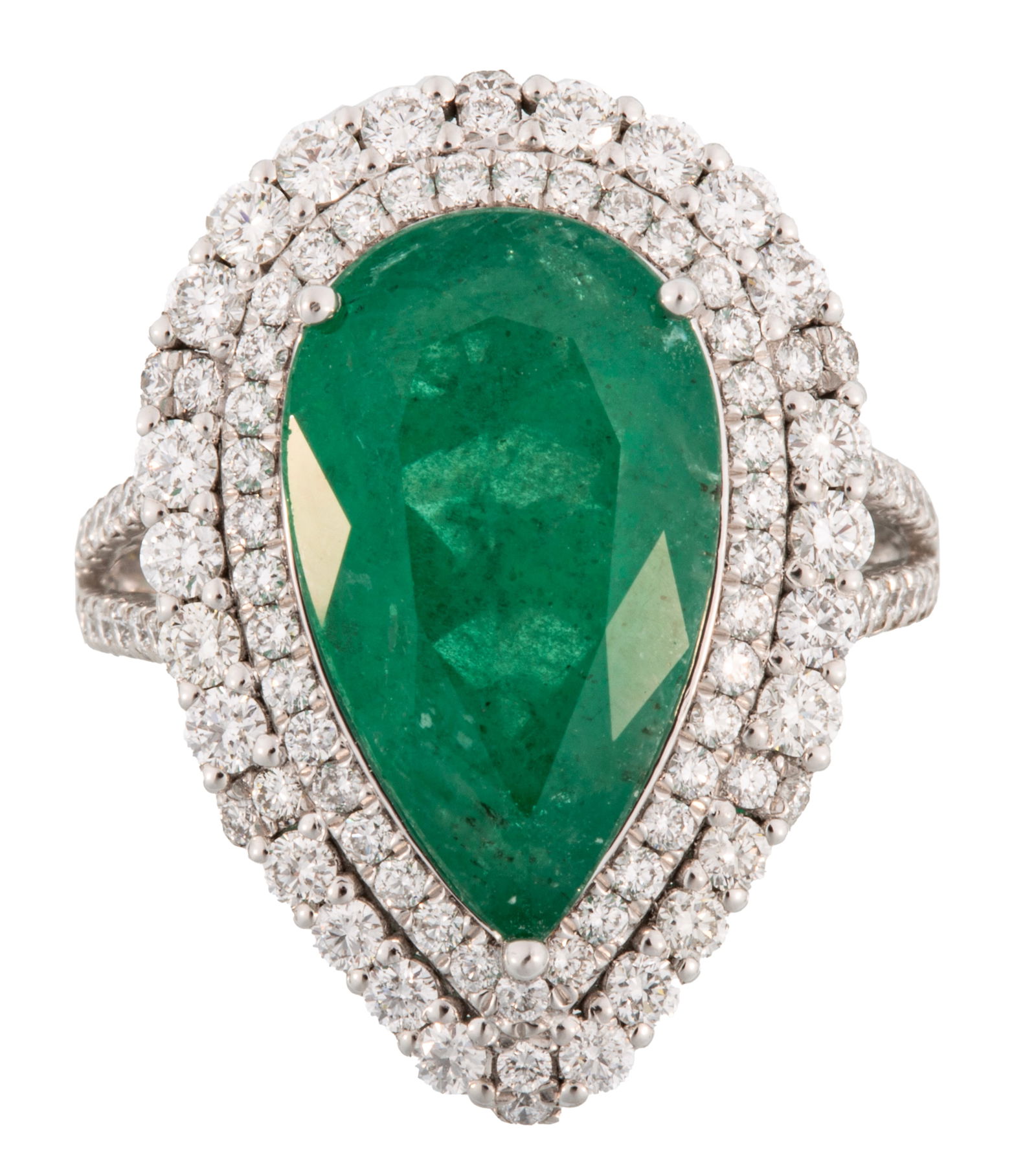 Platinum, Brazilian Emerald and Diamond Ring (1 of 4)