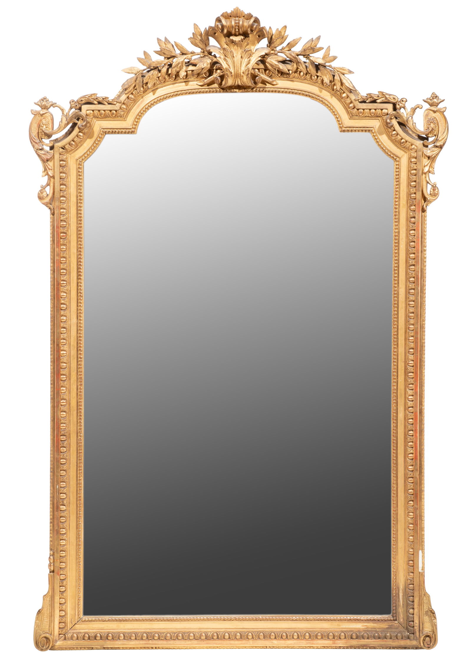 French Giltwood Overmantel Mirror 71 x 46 in. (180.3 x 116.8 cm.) (1 of 1)
